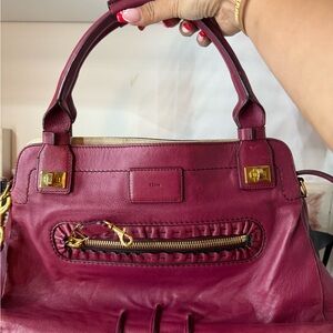 Chloe Red Satchel with Gold Accents